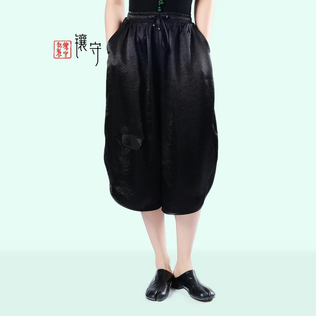 【镶守·东风】原创新中式气质轻奢高级时尚休闲高腰显瘦阔腿裤K9025