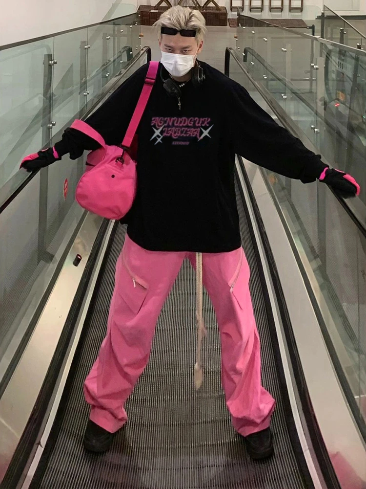 男生秋冬长袖T恤美式潮流小众高级感男装宽松纯棉打底衫圆领上衣