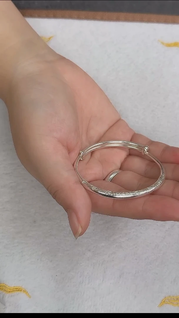 无足银祥云手镯儿童 [半亩银田]足银