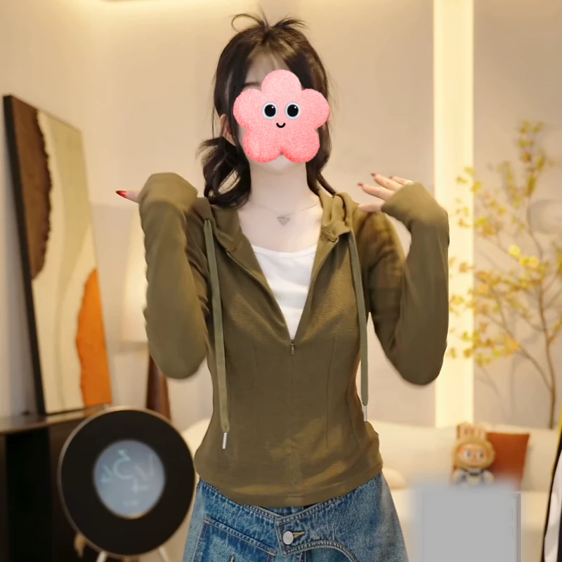 【微风呢南】秋季韩版假两件修身显瘦洋气连帽T恤打底衫LK2505733