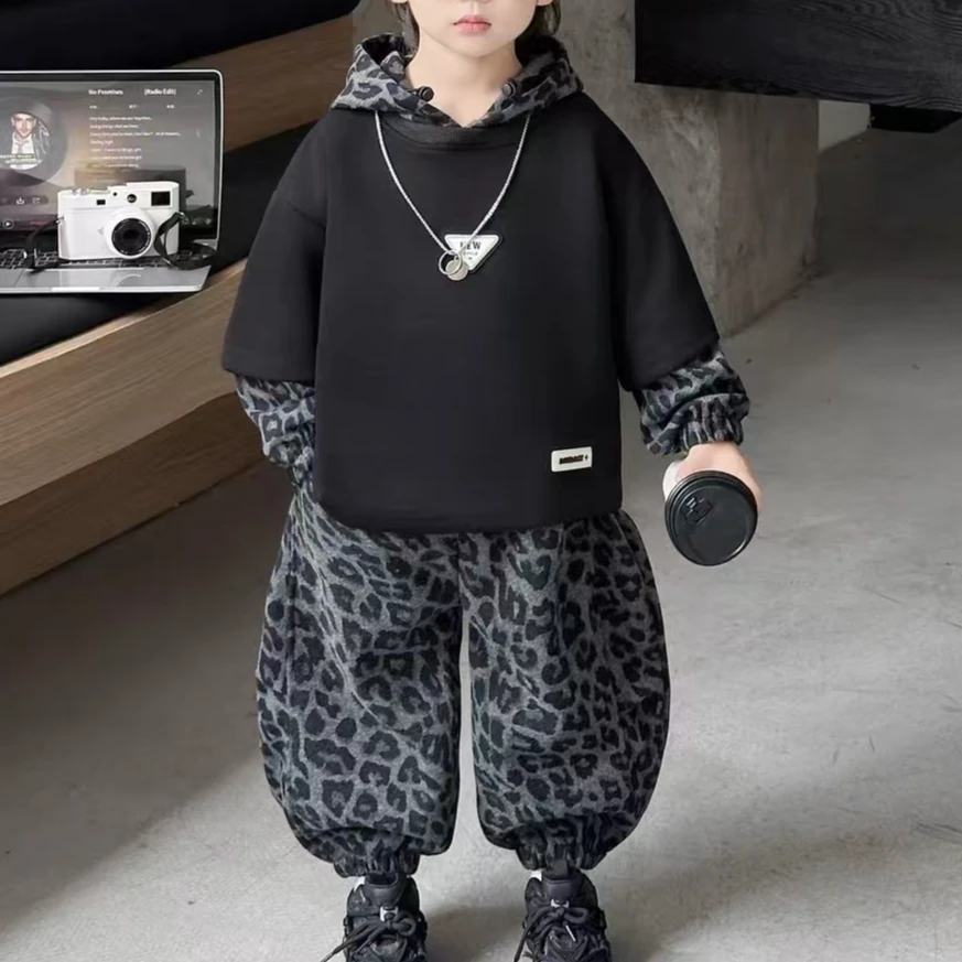 【连帽加绒】2025秋冬新款加绒韩系洋气卫衣套装