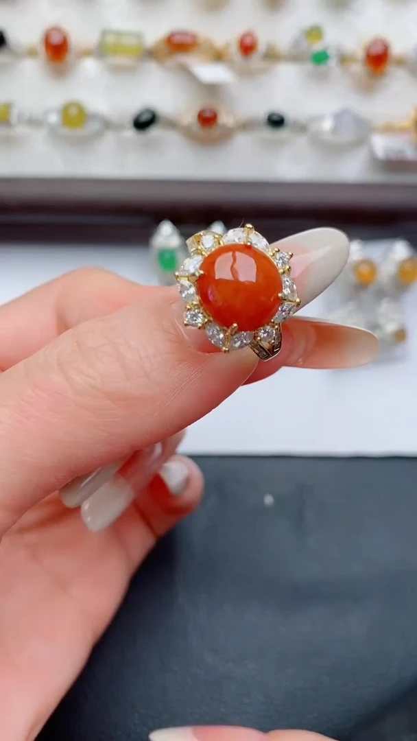 银S925镶嵌戒指翡翠...