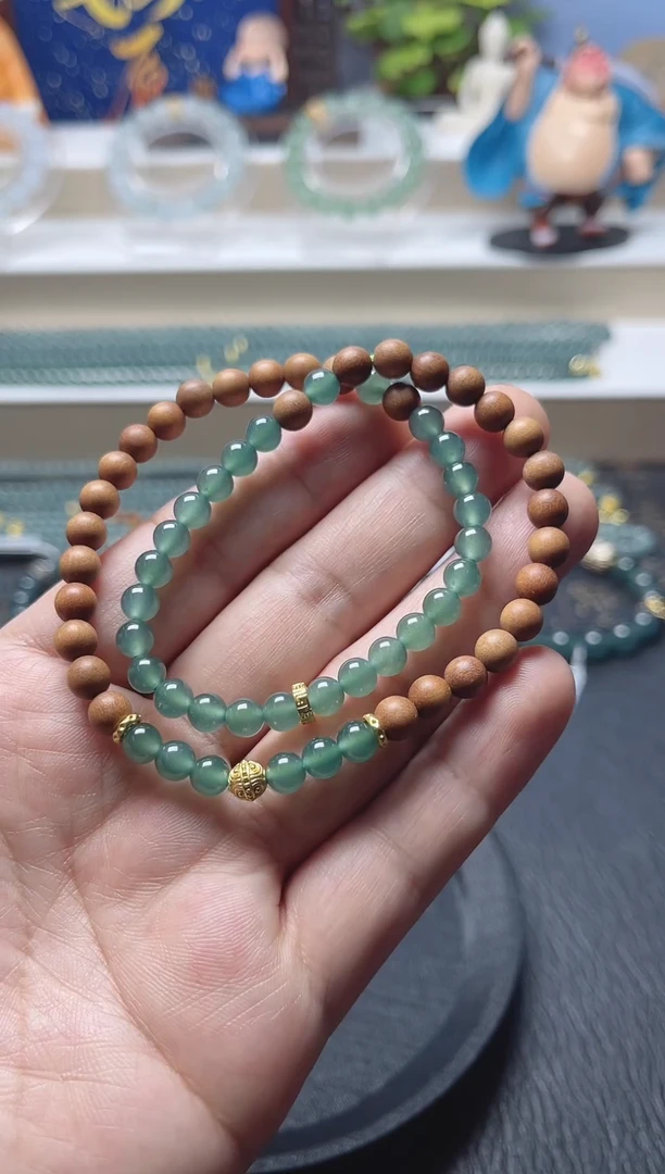 未镶嵌手串翡翠天然危地马拉翡翠A货手串卡5.8左右