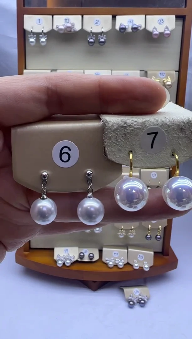 未镶嵌耳饰淡水珍珠6+7