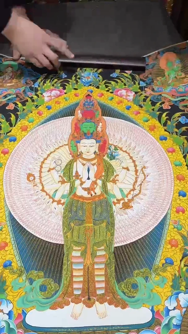 卷轴画【主播精品】高端卷轴画——唐卡AA20千手观音