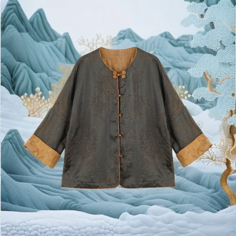 七七2025新款时尚国风提花手工盘扣重磅中国风短外套 24zh427