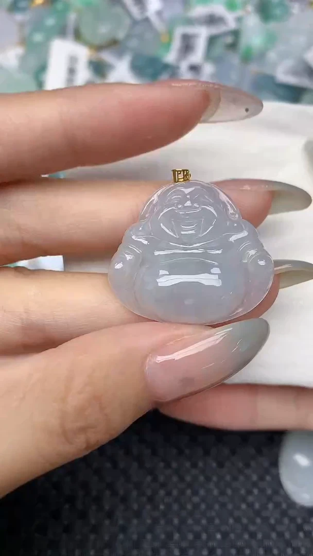 翡翠18K金镶嵌颈饰天然翡翠a货