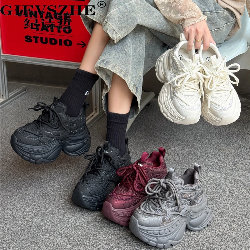 纪诗哲女鞋厚底增高老爹鞋女秋冬新款时尚潮流百搭休闲运动鞋女款