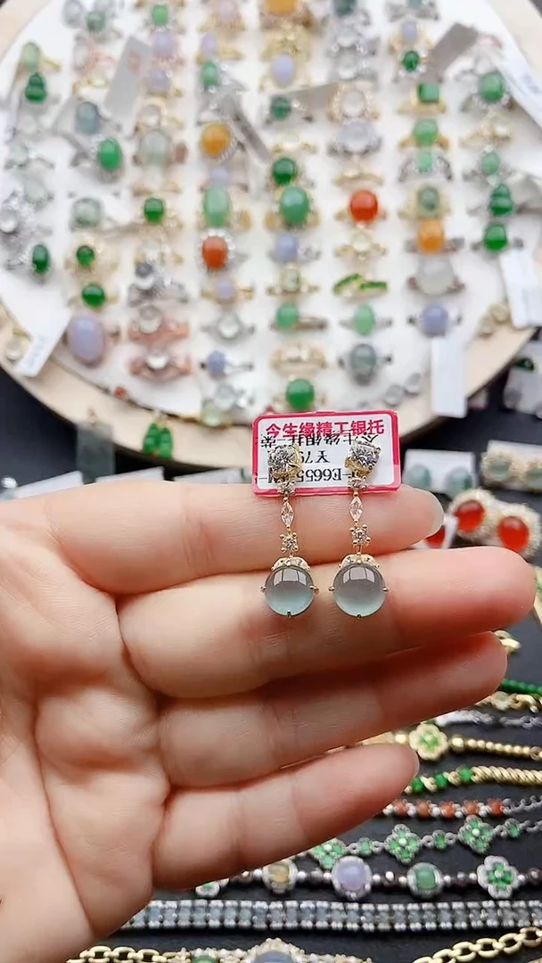 【闪购商品】翡翠耳饰银S925镶嵌1111