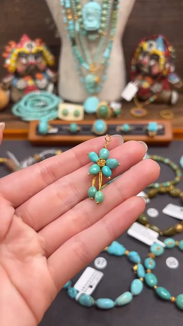 绿松石18K金镶嵌提溜绿松石提溜