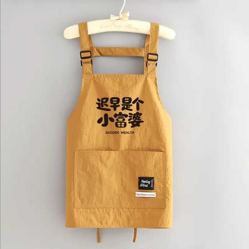 新款防泼水围裙家用厨房做饭围腰定制印字餐饮专用成人防污工作服