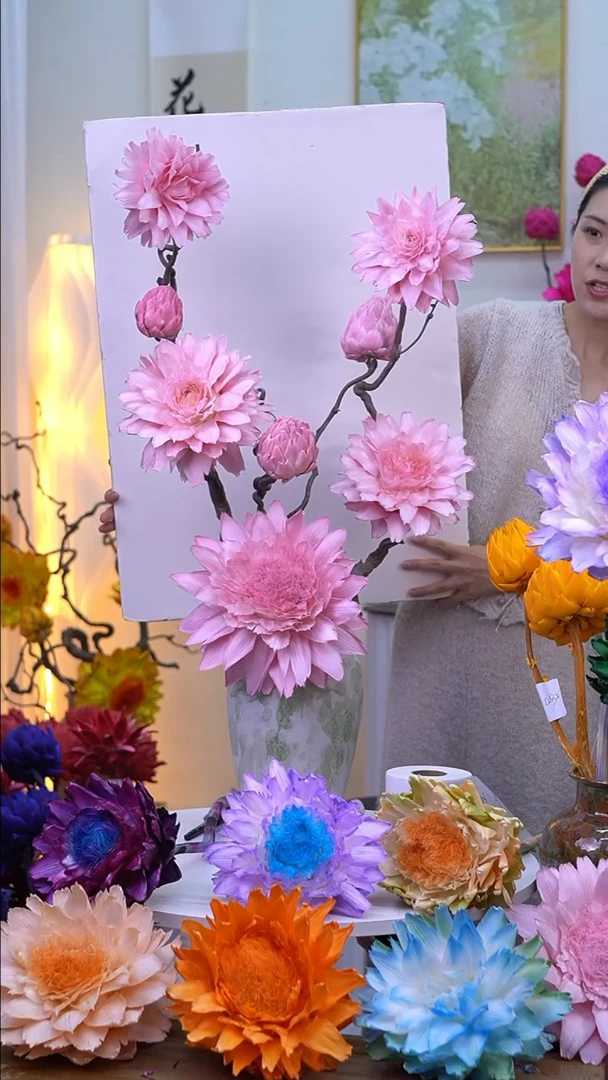 龙枣支洋蓟樱花粉【带花瓶】