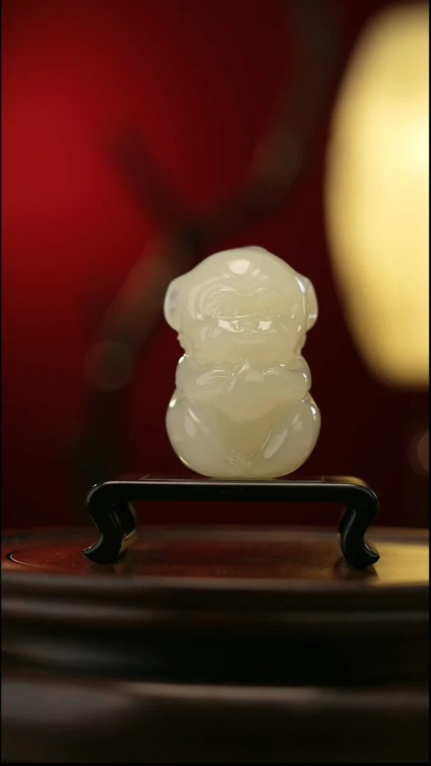 玉【灵猴献瑞】天然玉石手把件