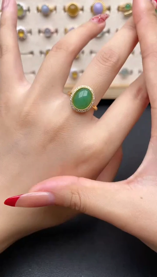 【闪购商品】翡翠戒指银S925镶嵌一物一证一礼盒