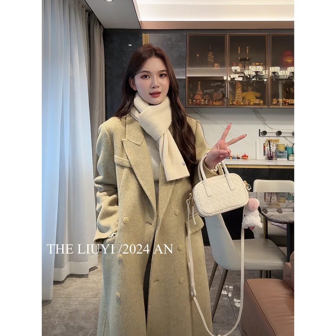 【LIUYI】韩国大衣~羊毛混纺双面呢手工大衣外套410157