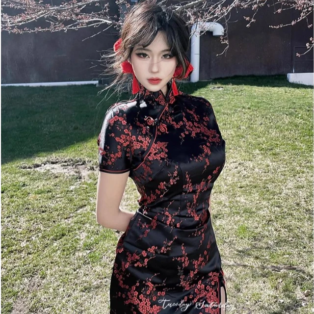 中华娘旗袍新中式可爱小厨娘cos连衣裙Lolita围裙女