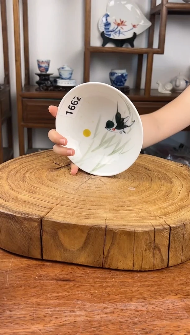 瓷片景德镇高温釉中彩-小胖碗1662