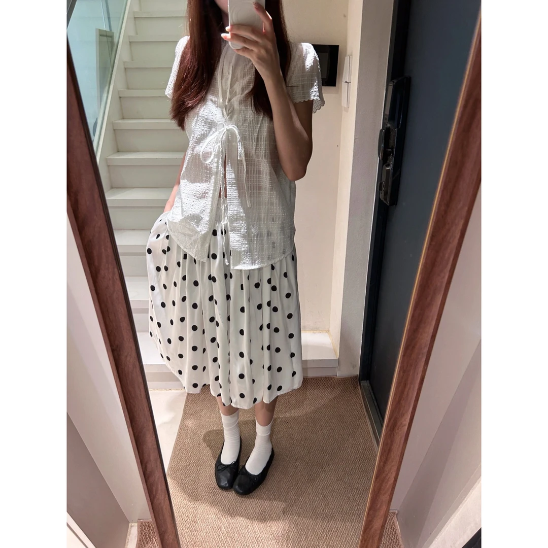 法式微透绑带花边短袖衬衫女夏季新款显瘦小个子小衫度假风衬衣