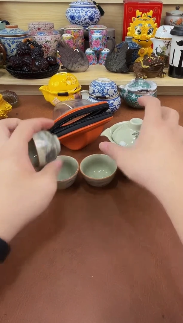 陶瓷茶具摆件旅行套组