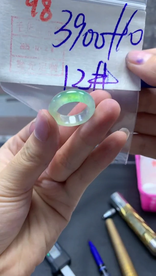 未镶嵌定制翡翠W*j戒圈12#3910毛货需精细抛光