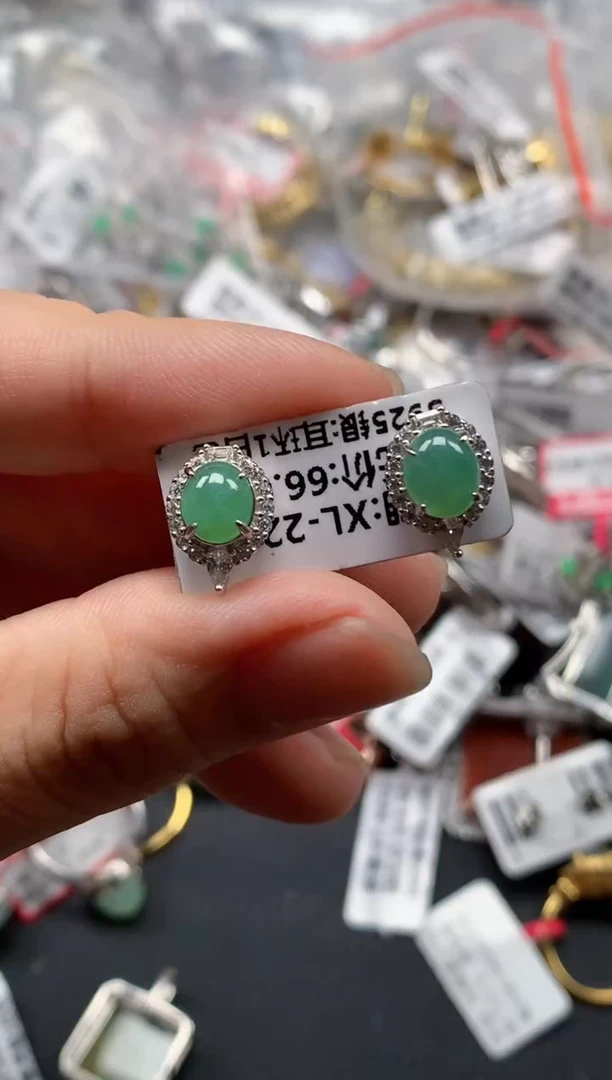 翡翠戒指银S925镶嵌天然A货缅甸翡翠