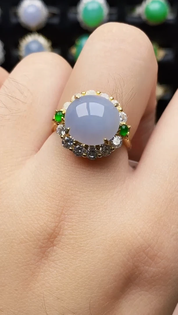 银S925镶嵌戒指翡翠4146