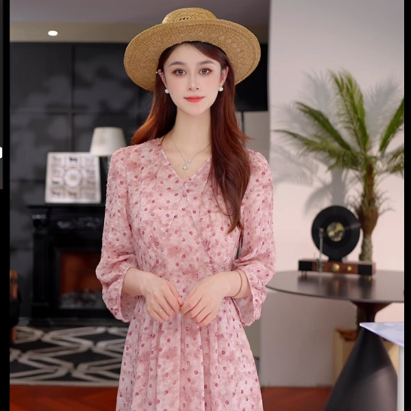 TT-两件套三种穿法-高端气质显瘦v领可拆分两件套夏季凉感连衣裙