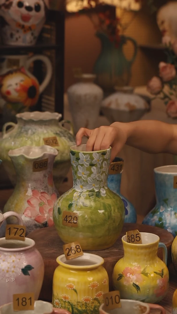 陶瓷420景德镇设计师手作花器摆件侘寂风