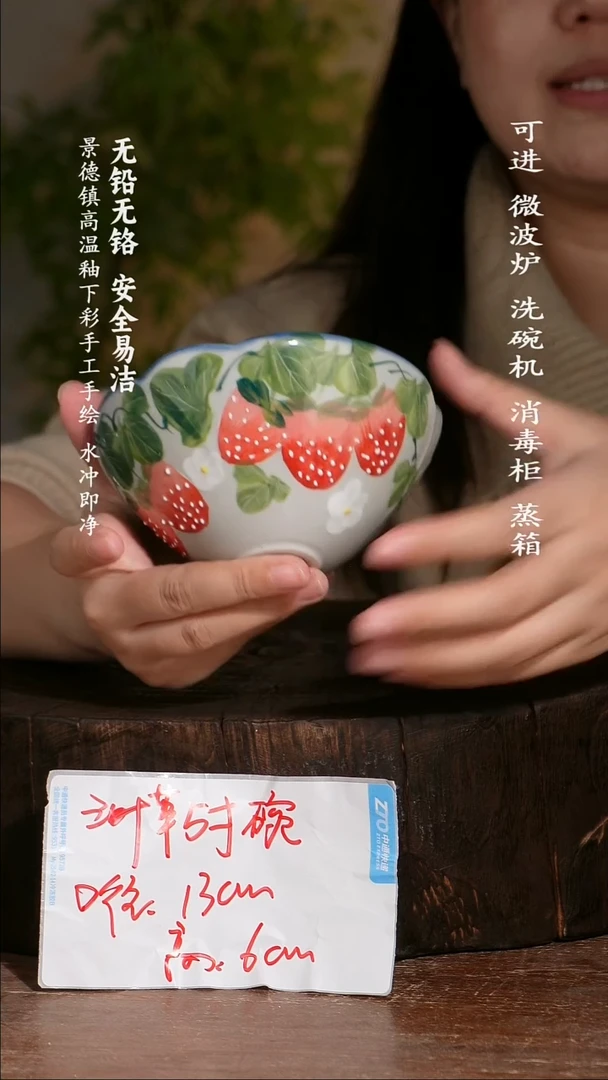 碗陶瓷景德镇高温瓷釉下彩手绘陶瓷