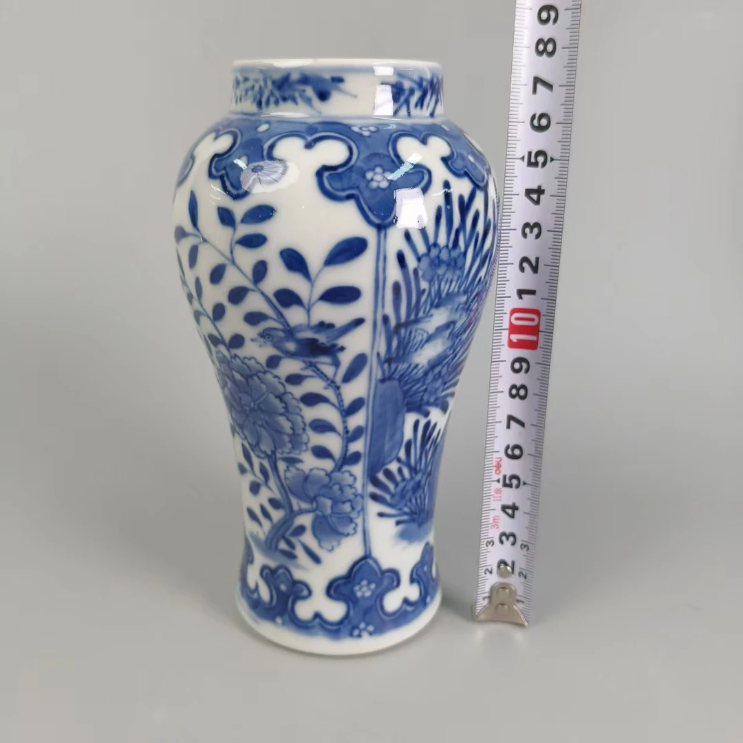 晚清 青花花卉鸡腿瓶YH-0133-高度17.5 肚径10