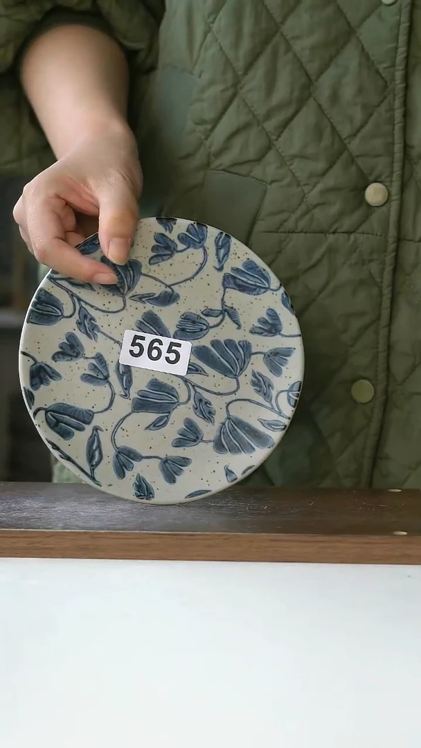 陶瓷565手绘铃兰花甜品盘16cm@7-10@瑕疵