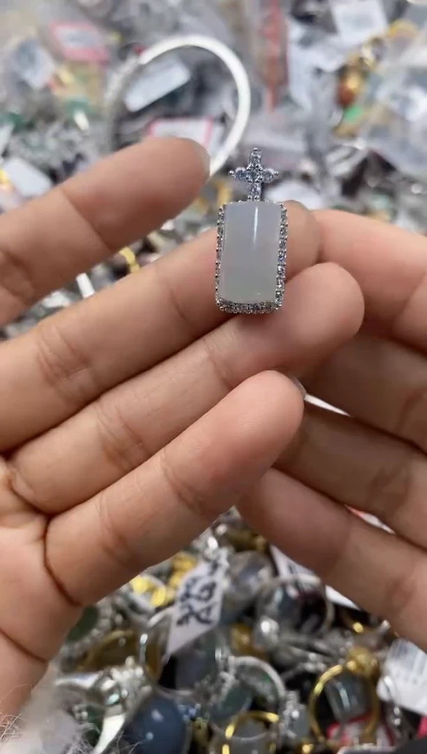 银S925镶嵌戒指翡翠7777---8