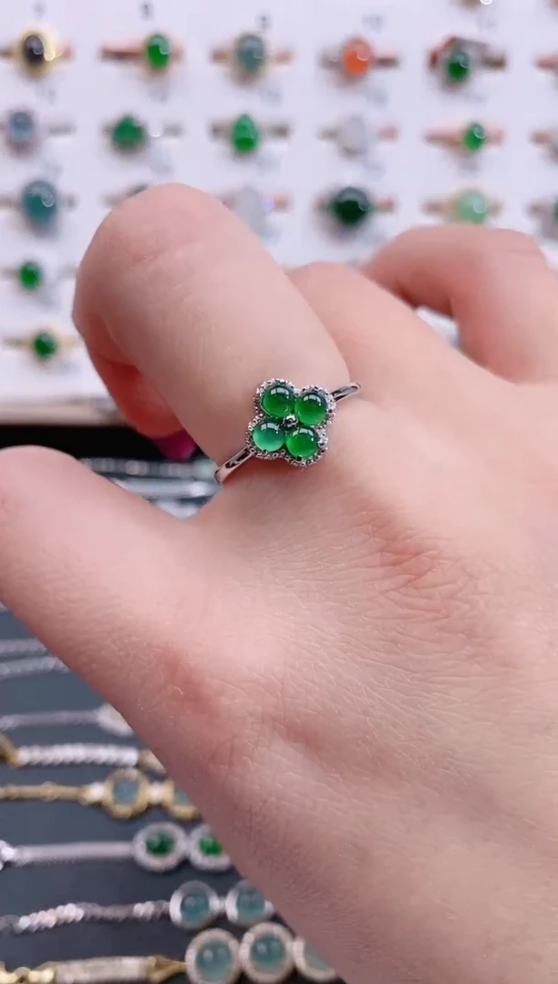 银S925镶嵌戒指翡翠天然翡翠