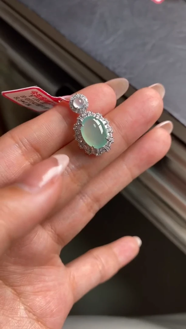 银S925镶嵌戒指翡翠天然A货翡翠