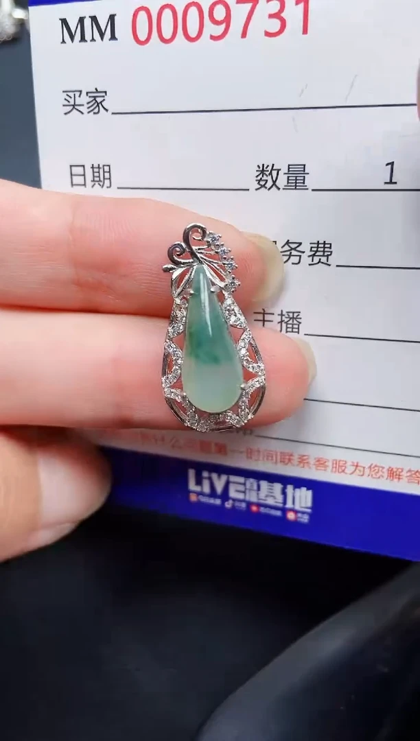 翡翠银S925镶嵌颈饰9731