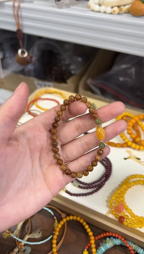 未镶嵌蜜蜡手链库克蜜蜡枣珠和田款手链[530]