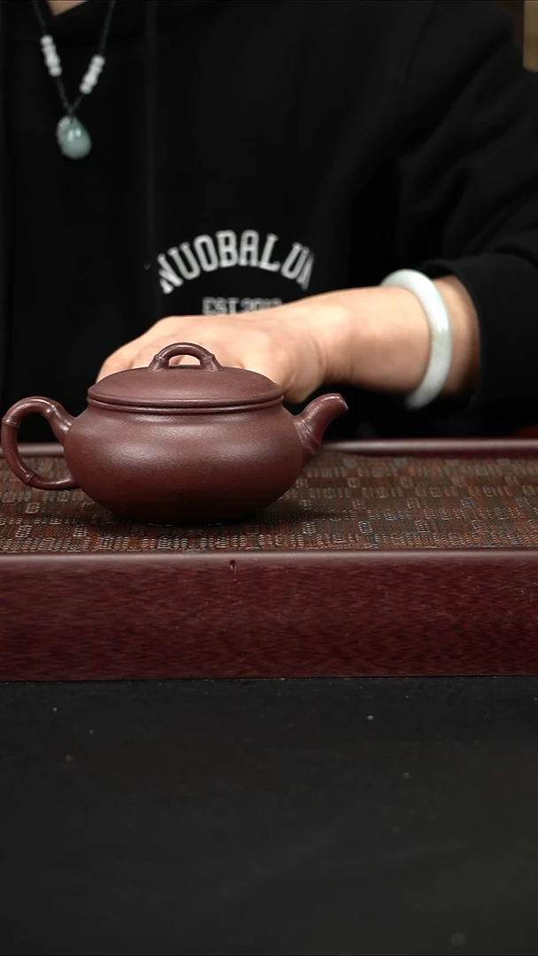茶壶紫砂zq底槽青 竹节扁腹