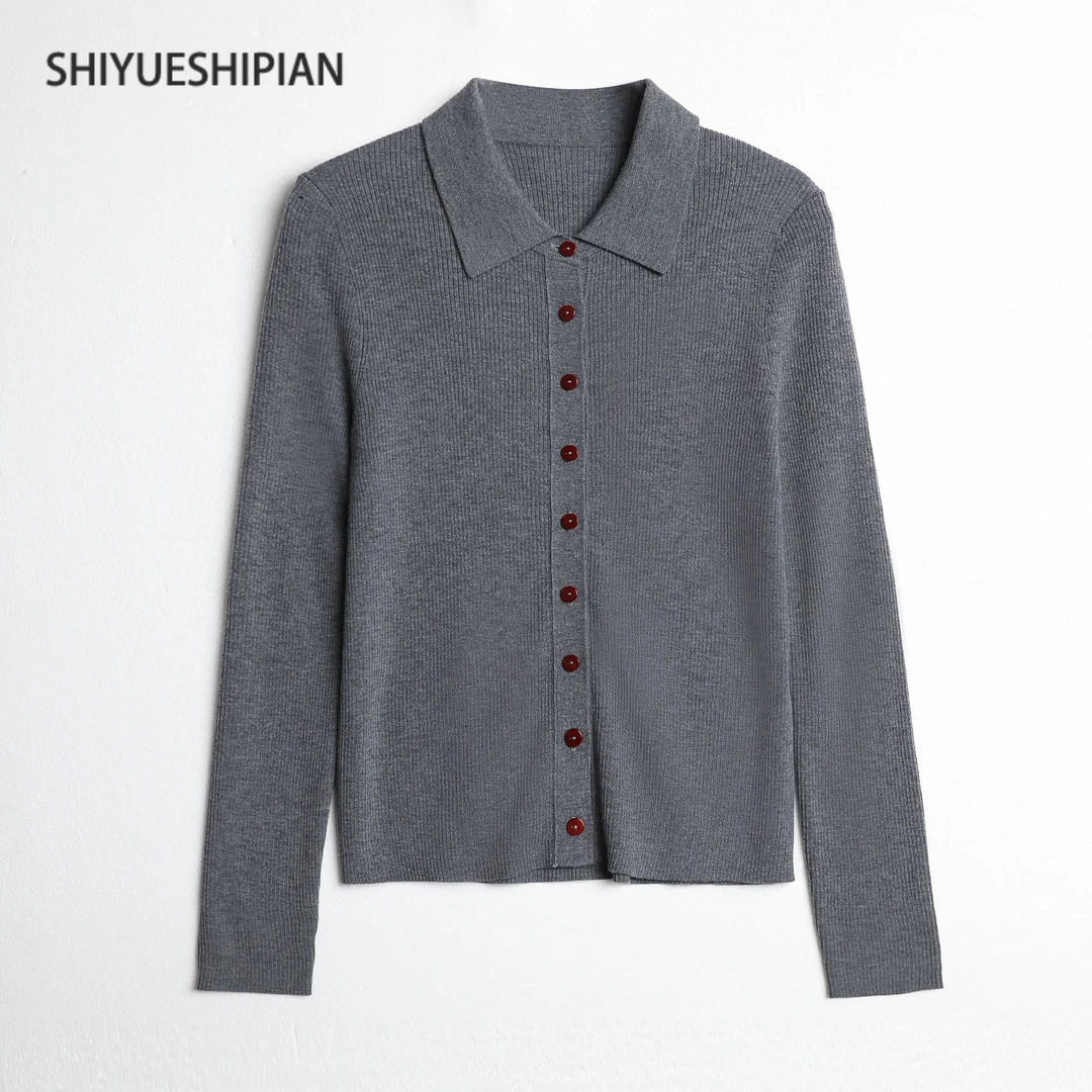 十月诗篇秋冬新款精纺细支羊毛早秋气质休闲百搭POLO领针织衫6269