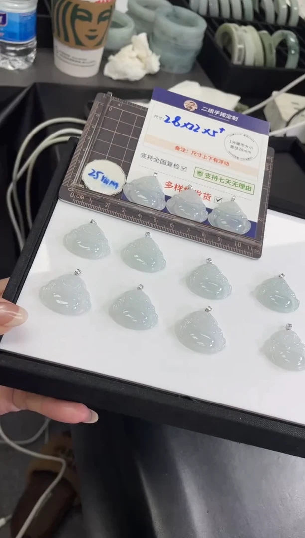 【闪购商品】翡翠挂件18K金镶嵌冰杠佛公FL33@CP多样性发其一配绳