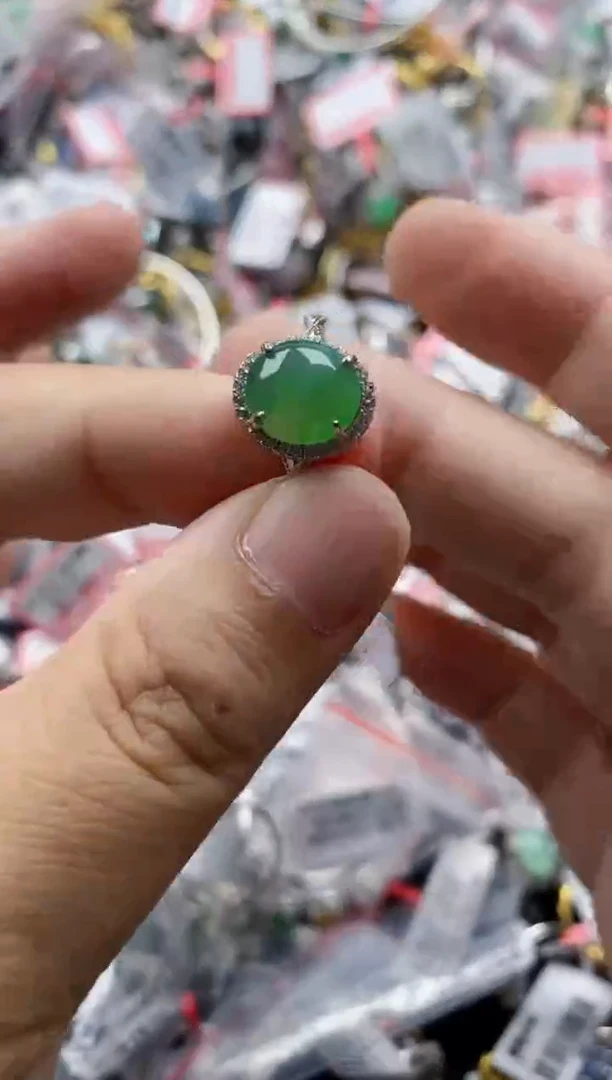 翡翠戒指银S925镶嵌8888   10