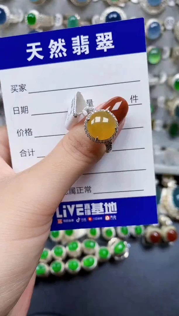翡翠戒指银S925镶嵌754