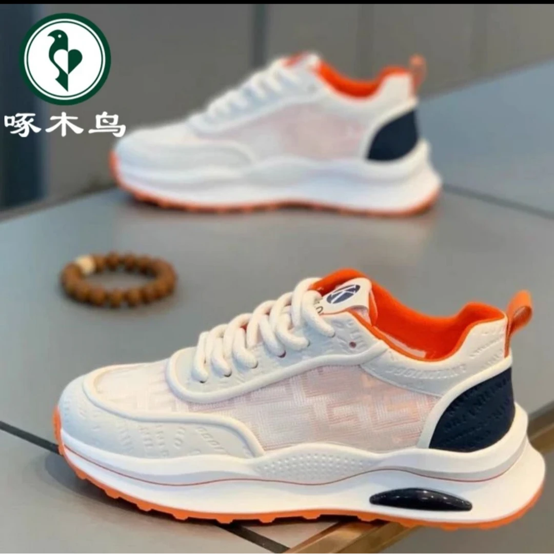 啄木鸟男鞋新款潮流百搭休闲网面鞋子男款夏季低帮运动跑步老爹鞋