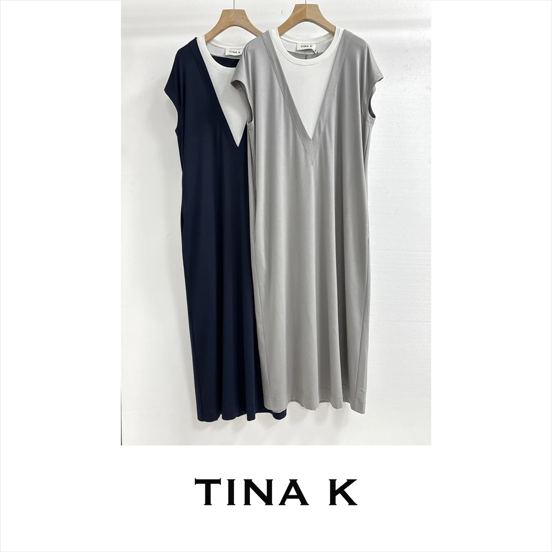 TinaK夏季休闲百搭时尚设计师长裙连衣裙LY125273