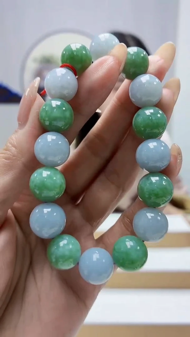 未镶嵌定制翡翠4812MM-毛货手串50