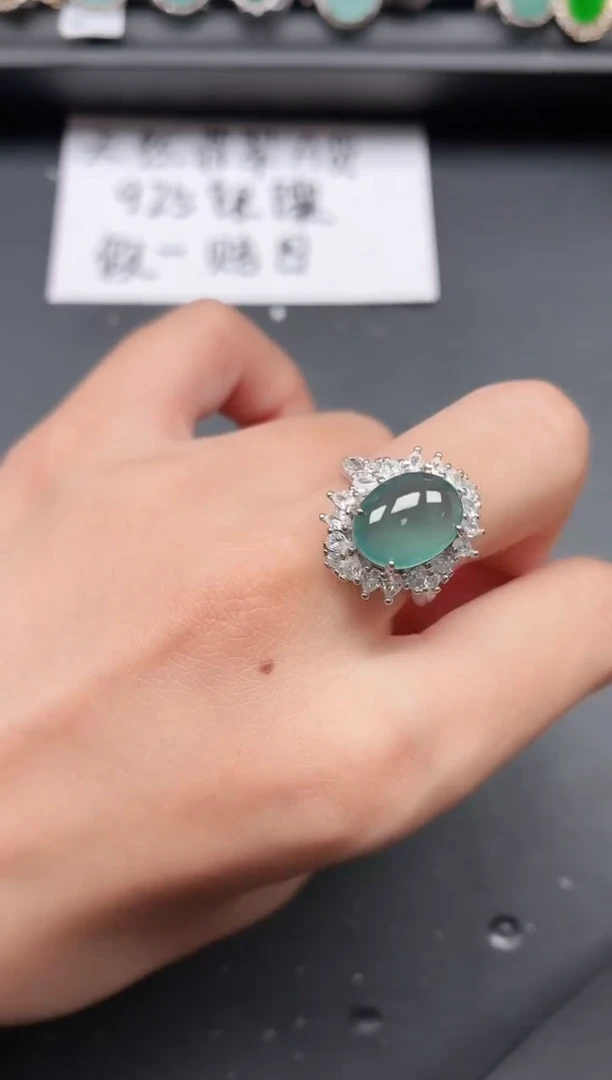 翡翠戒指银S925镶嵌1111111