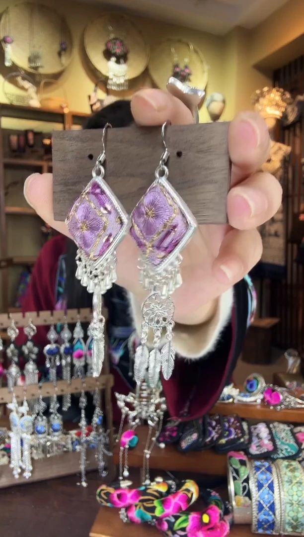 刺绣非遗刺绣民族风耳环