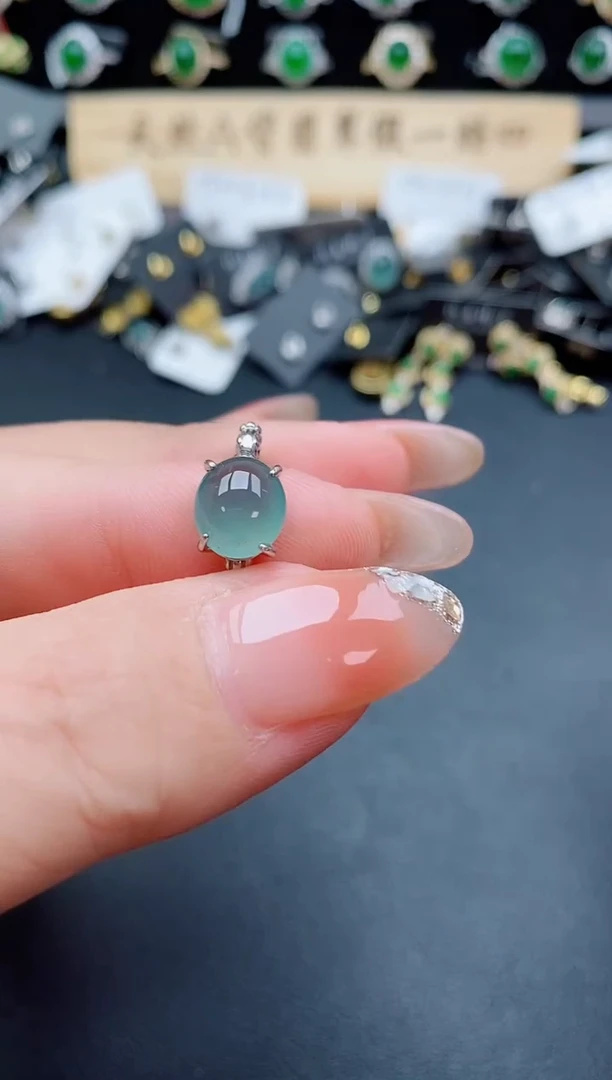 银S925镶嵌戒指翡翠1