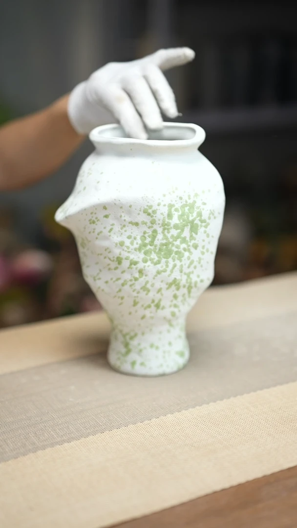 花器陶瓷花瓶绿云漫影03
