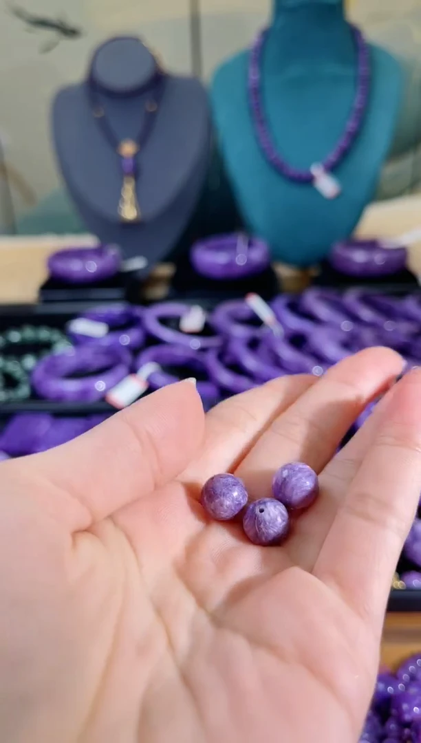 【闪购商品】查罗石（紫龙晶）单珠未镶嵌3颗10