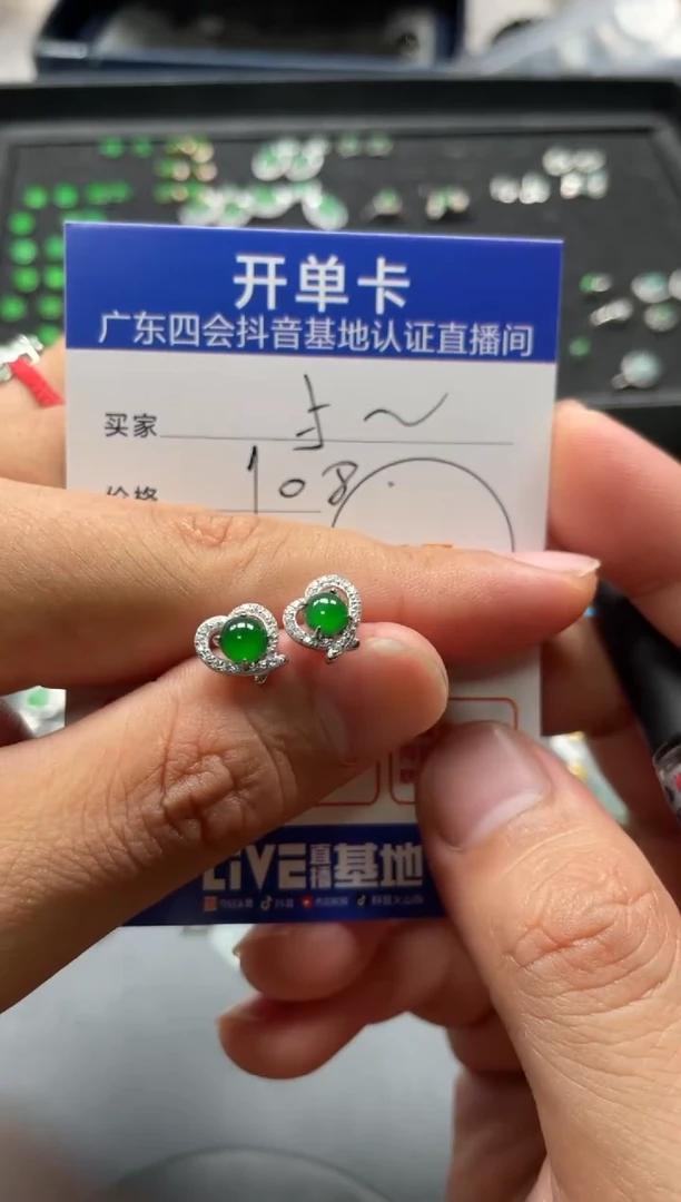颈饰未镶嵌翡翠与***?耳钉